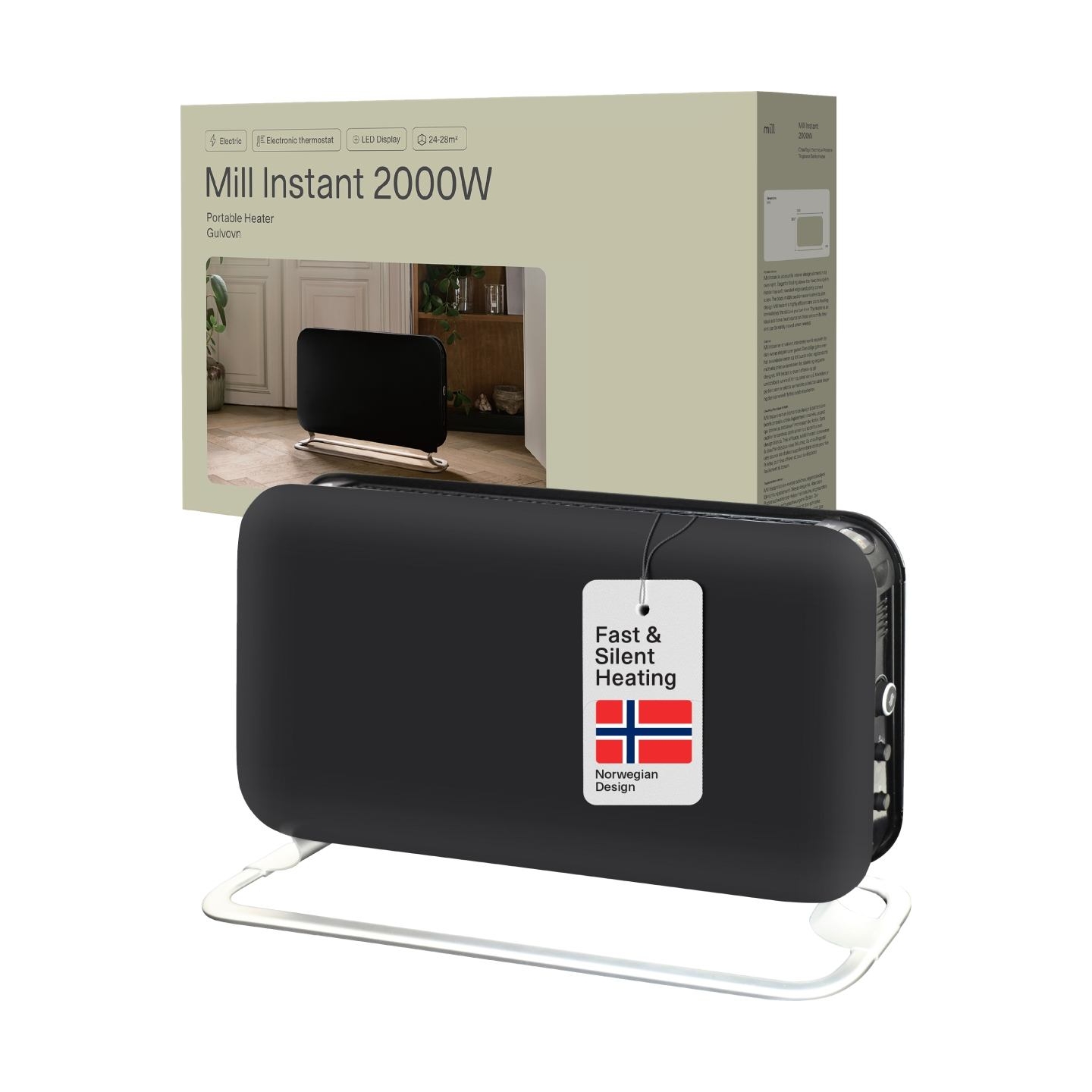 Mill | Heater | SG2000LED | Convection Heater | 2000 W | Number of power levels 3 | Suitable for rooms up to 5-20 m² | Black