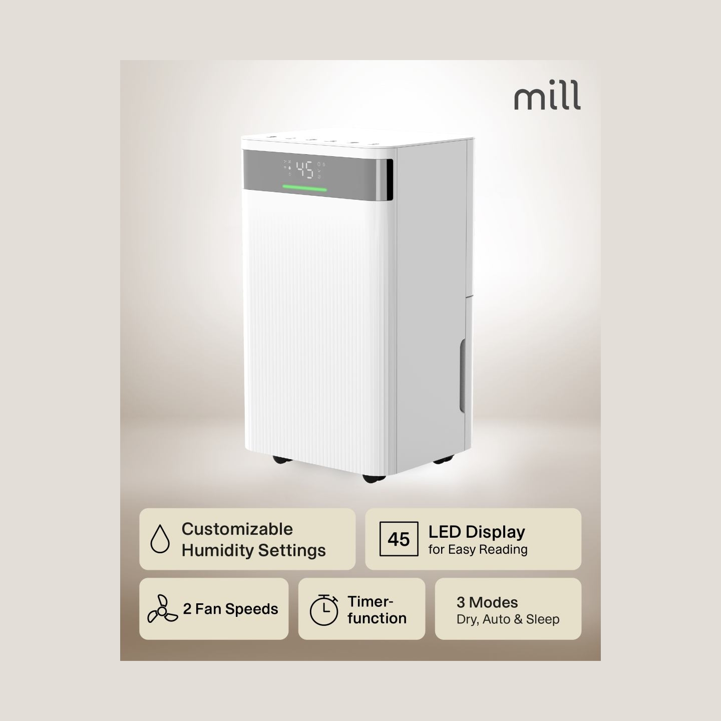 Mill | Dehumidifier | MDH20 | Suitable for rooms up to 20-30 m² | Water tank capacity 4 L | White