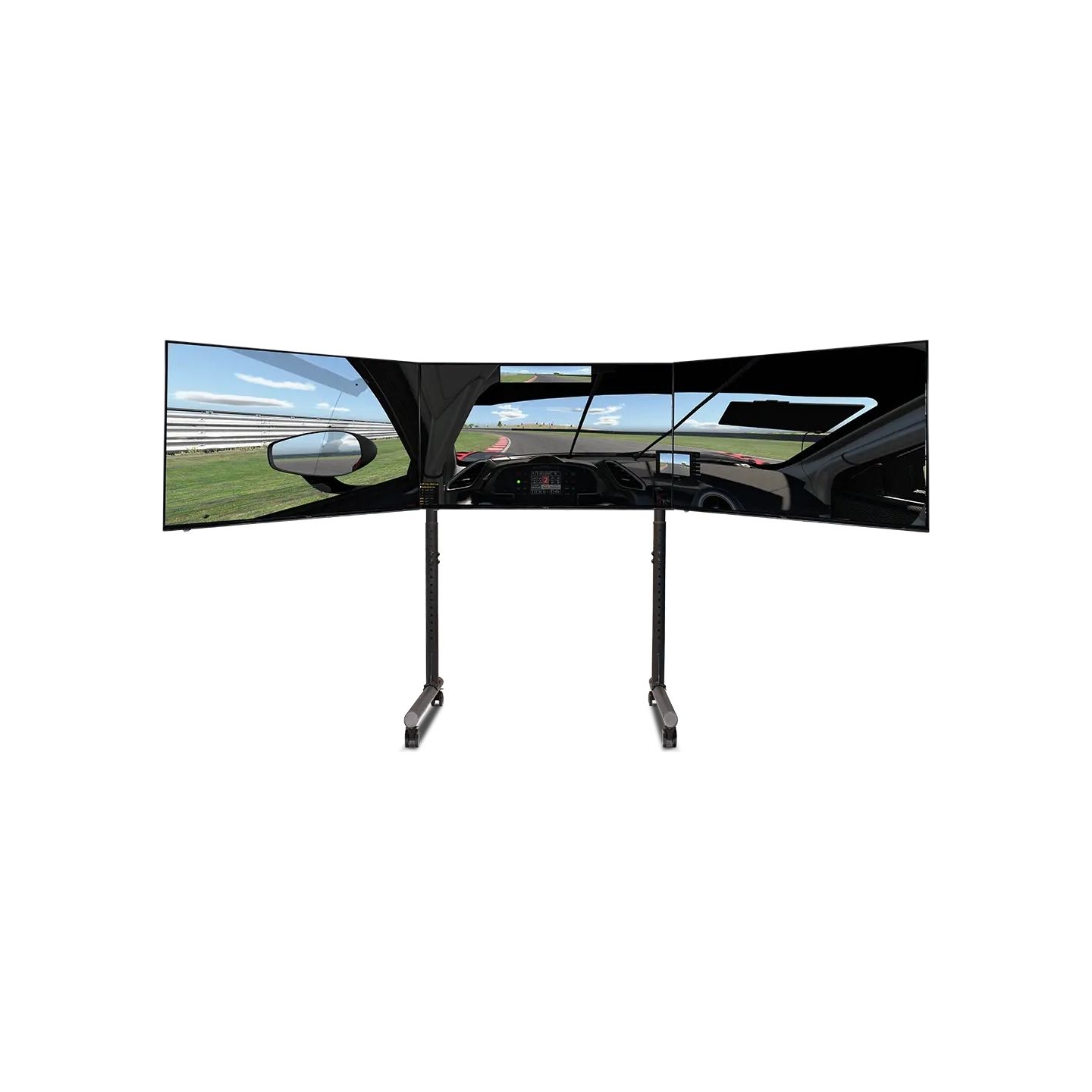 Next Level Racing Floor stand | Round Tube Freestanding Single Monitor Stand | Up to 3x43 " | Height adjustment, Tilt | Maximum 