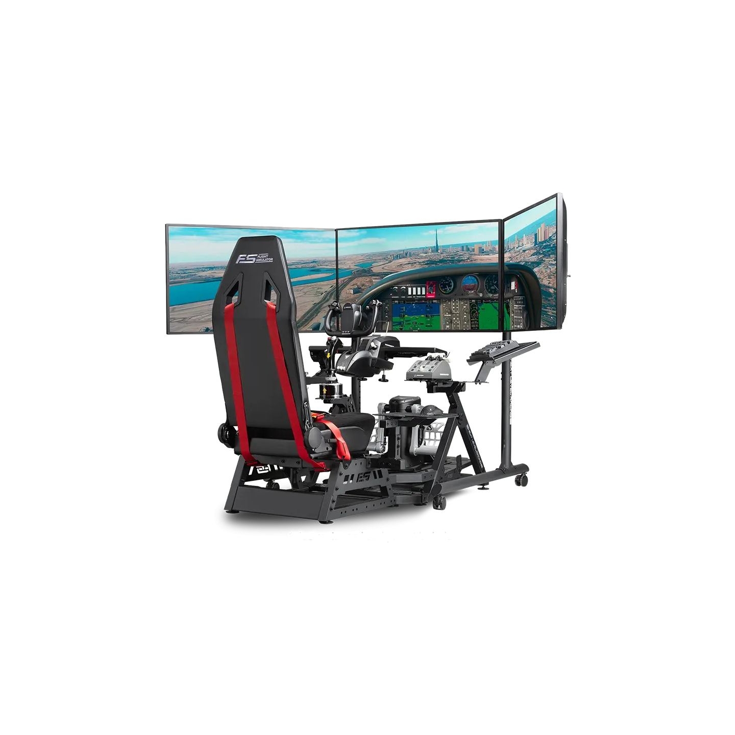 Next Level Racing Floor stand | Round Tube Freestanding Single Monitor Stand | Up to 3x43 " | Height adjustment, Tilt | Maximum 