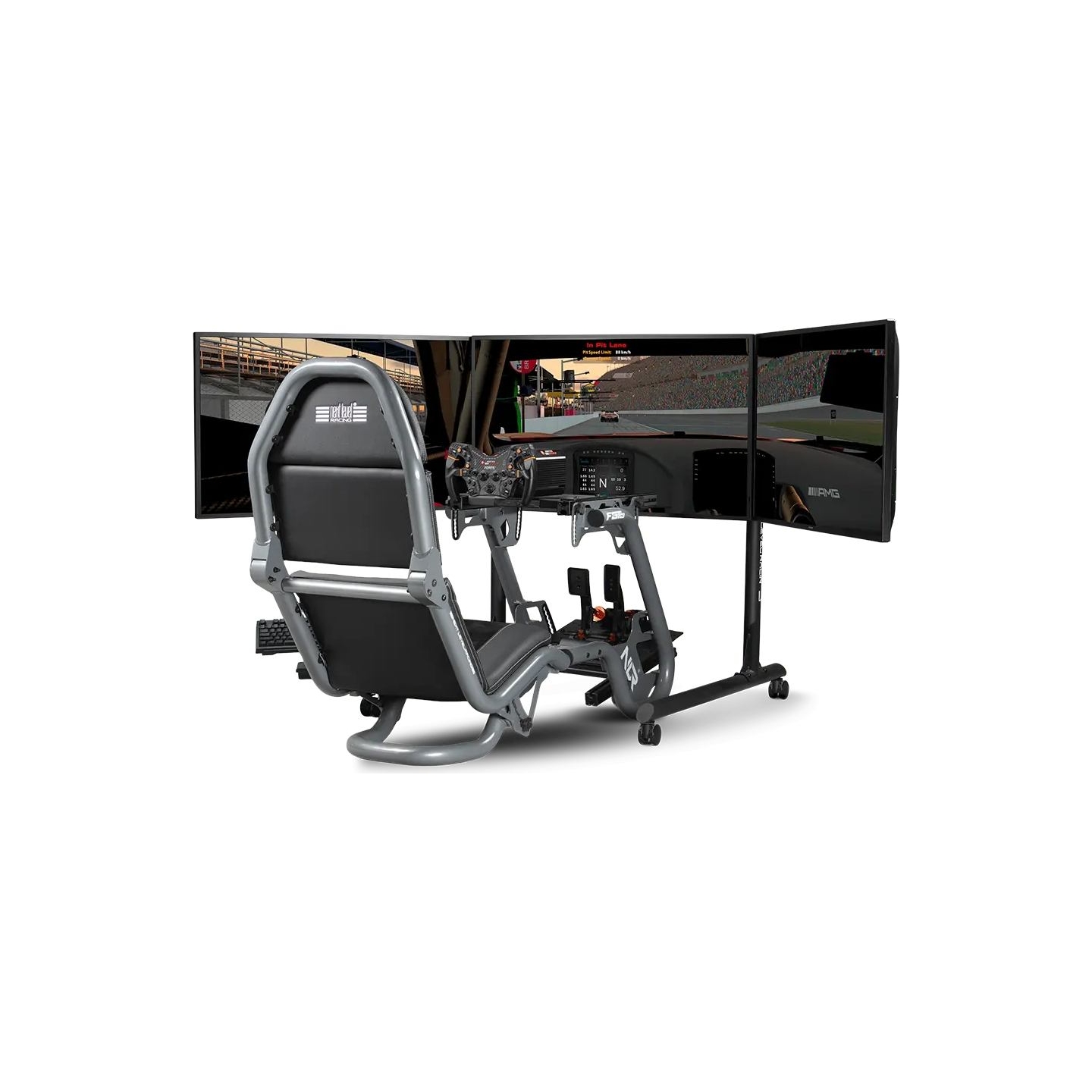 Next Level Racing Floor stand | Tube Freestanding Triple Monitor Stand | Up to 3x43 " | Height adjustment, Tilt | Maximum weight