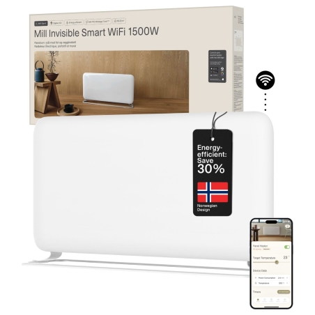 Mill WiFi Panel Heater | PA1500WIFI4A | Panel Heater | 1500 W | Suitable for rooms up to 22 m² | White | IPX4