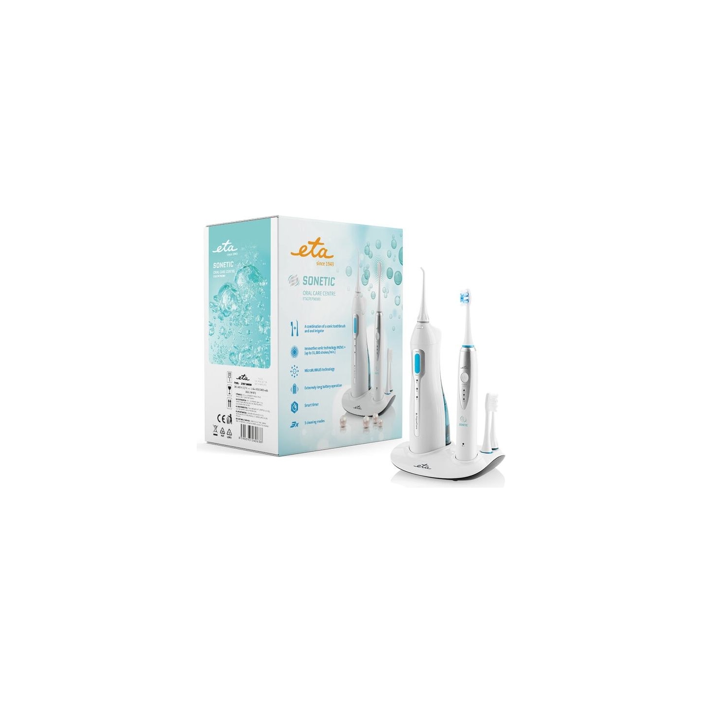ETA | Oral care centre  (sonic toothbrush+oral irrigator) | ETA 2707 90000 | Rechargeable | For adults | Number of brush heads i