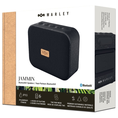 Marley Speaker | Jammin | Waterproof | Bluetooth | Signature Black | Portable | Wireless connection