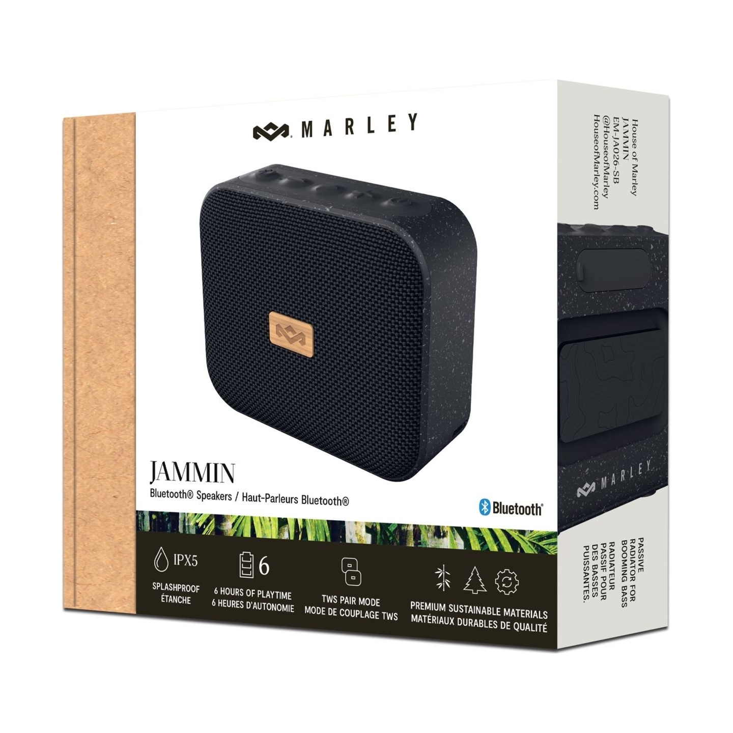 Marley Speaker | Jammin | Waterproof | Bluetooth | Signature Black | Portable | Wireless connection