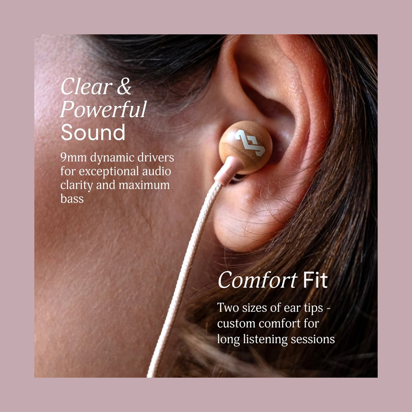Marley Wired Earbuds | Smile Jamaica | Built-in microphone | USB Type-C | Copper