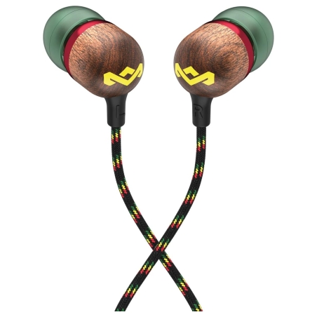 Marley Wired Earbuds | Smile Jamaica | Built-in microphone | USB Type-C | Rasta