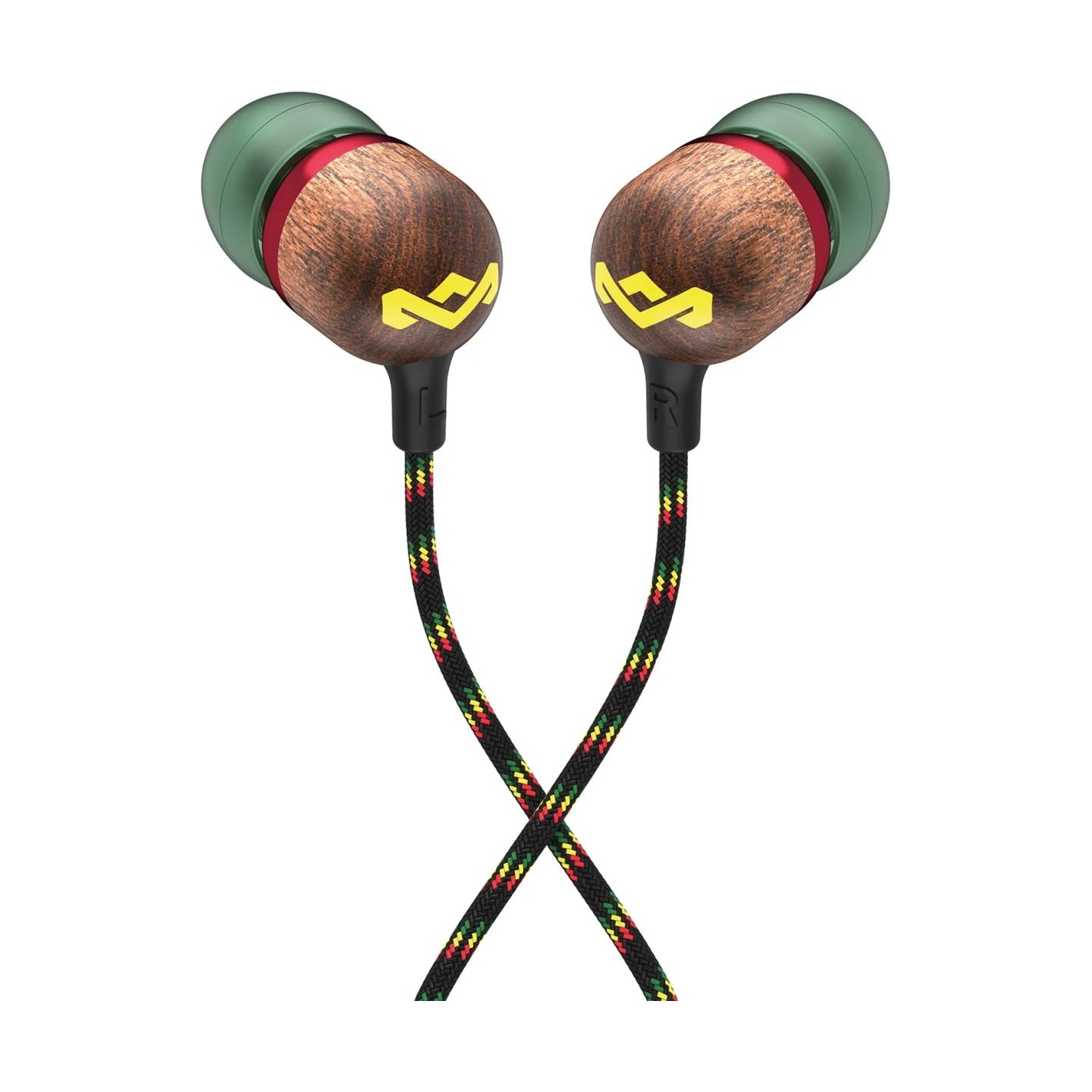 Marley Wired Earbuds | Smile Jamaica | Built-in microphone | USB Type-C | Rasta
