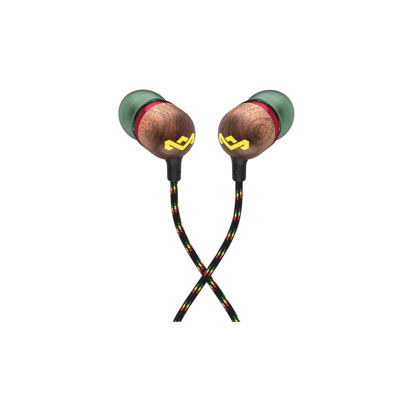 Marley Wired Earbuds | Smile Jamaica | Built-in microphone | USB Type-C | Rasta
