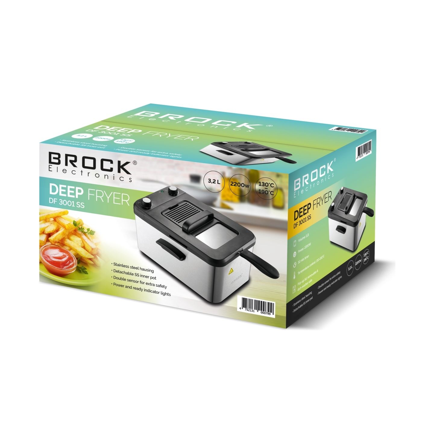 Brock DF 3001 SS 3,2L 2200W, Black/Steel