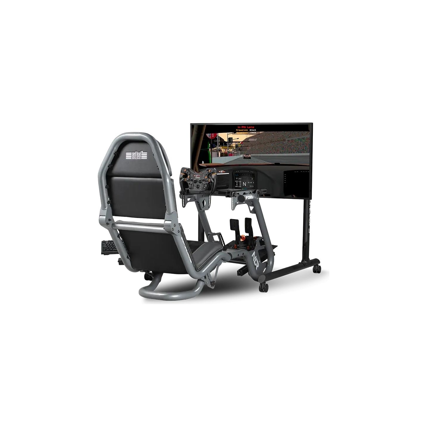 Next Level Racing Floor stand | Round Tube Freestanding Single Monitor Stand | Up to 65 " | Height adjustment, Tilt | Maximum we
