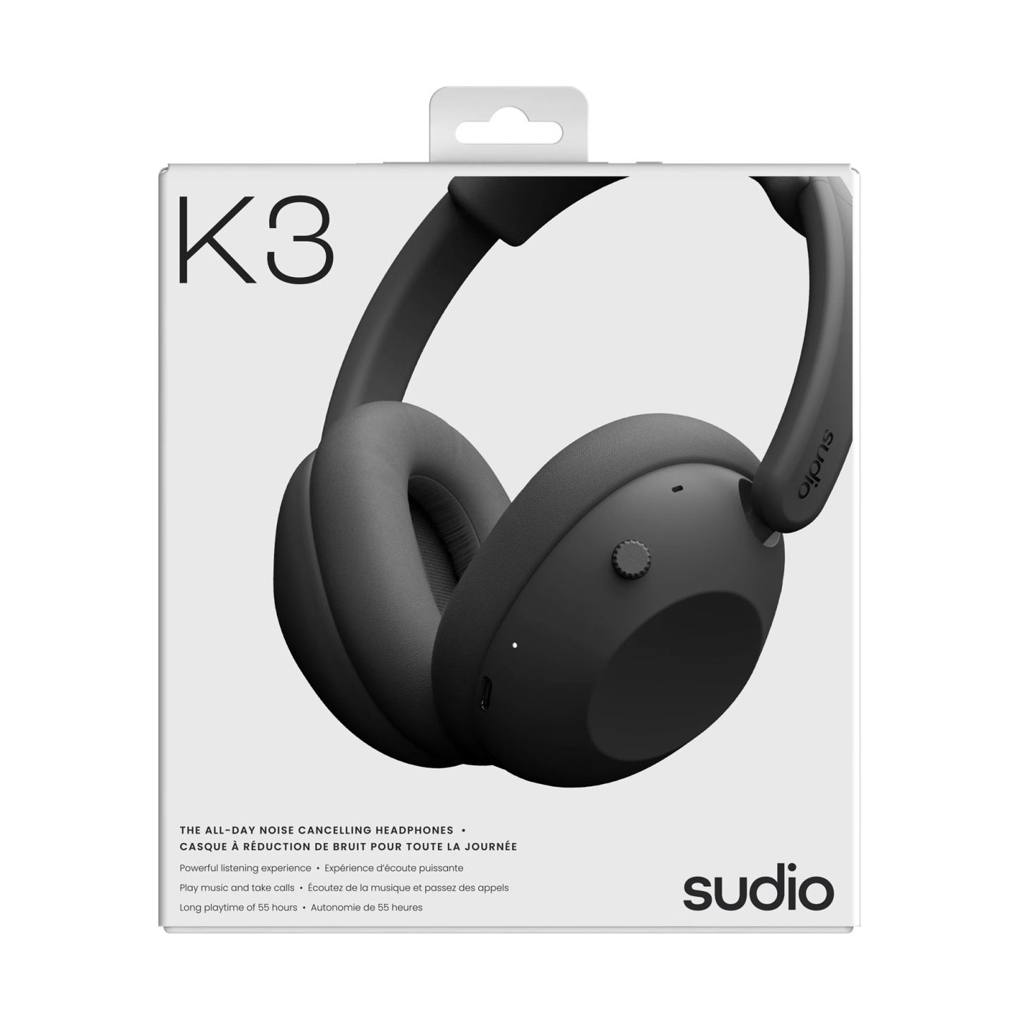 Sudio Headphones | K3 | Bluetooth | Over-ear | Microphone | Ink Black | Noise canceling | Wireless