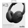 Sudio Headphones | K3 | Bluetooth | Over-ear | Microphone | Ink Black | Noise canceling | Wireless