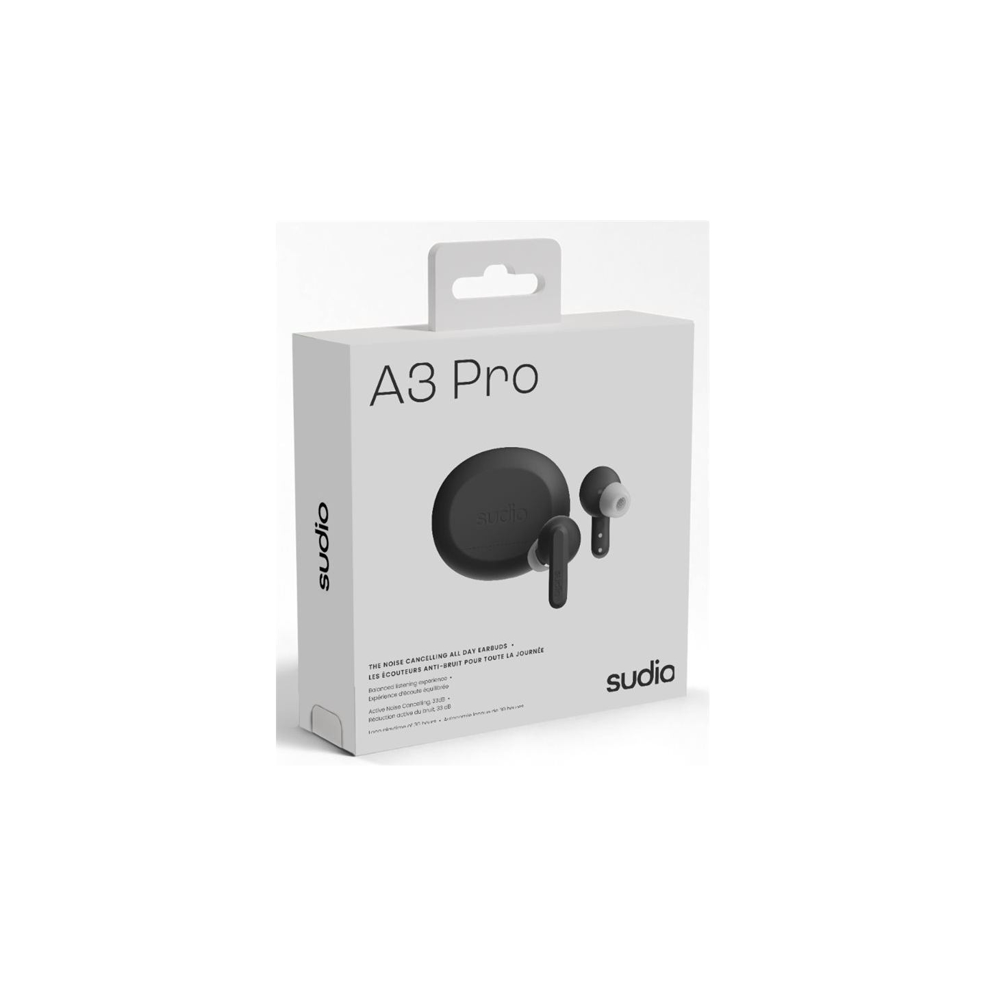 Sudio Earbuds | A3 Pro | Bluetooth | In-ear | Microphone | Cloudy Black | Noise canceling | Wireless