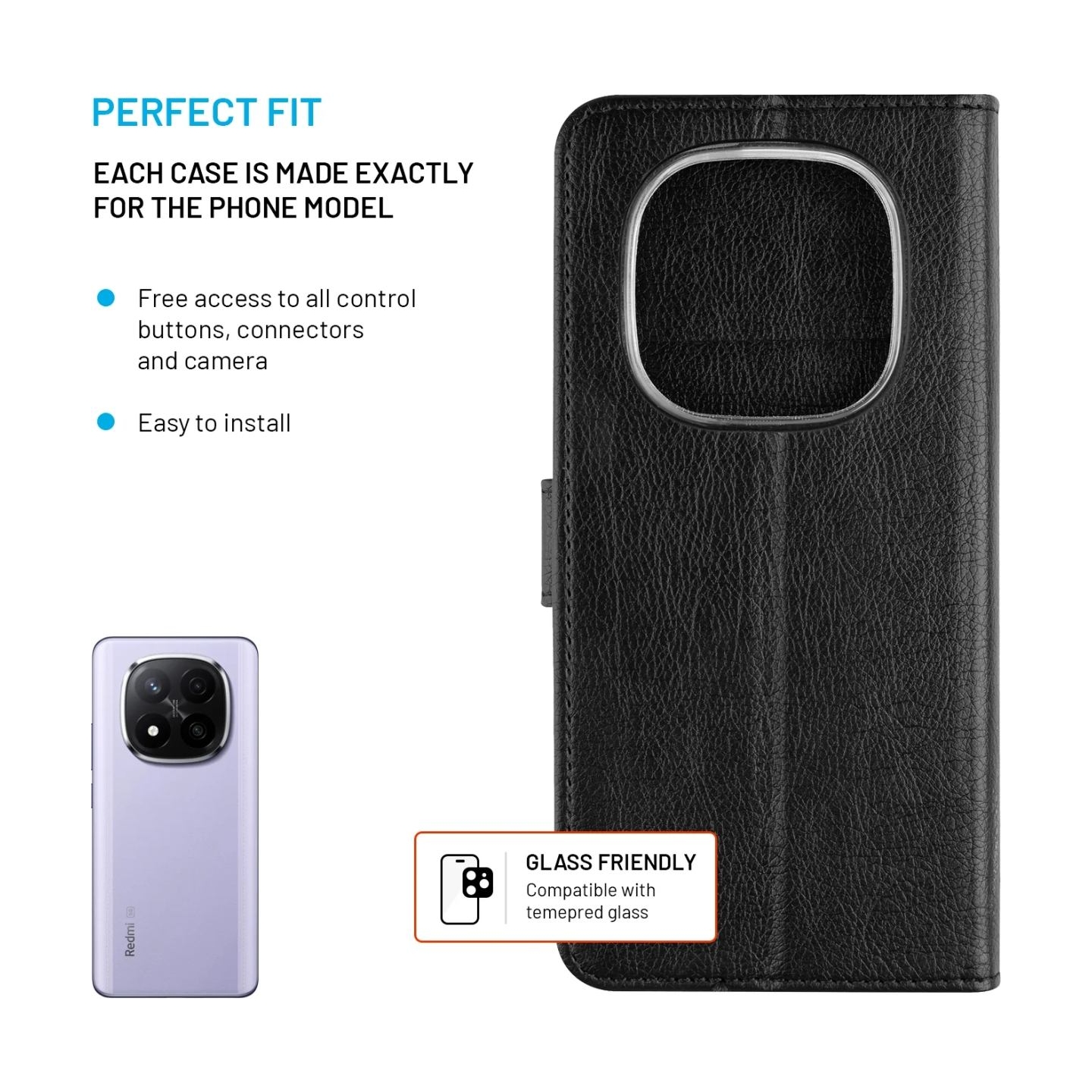 Fixed Opus | Book Case | Xiaomi | Redmi Note 15 Pro 4G | Synthetic leather | Black