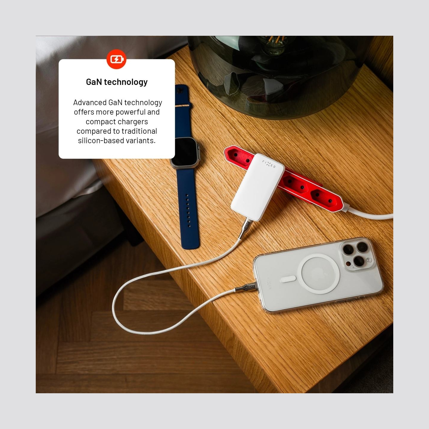 Fixed Slim 2xUSB-C Travel Charger, GaN, PD support