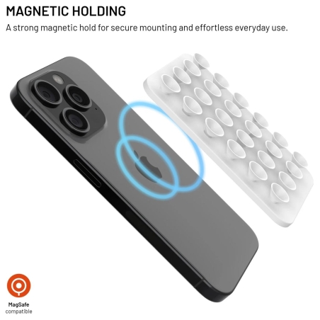 Fixed MagSafe holder with suction cups | Cup holder | Liquid silicone | White