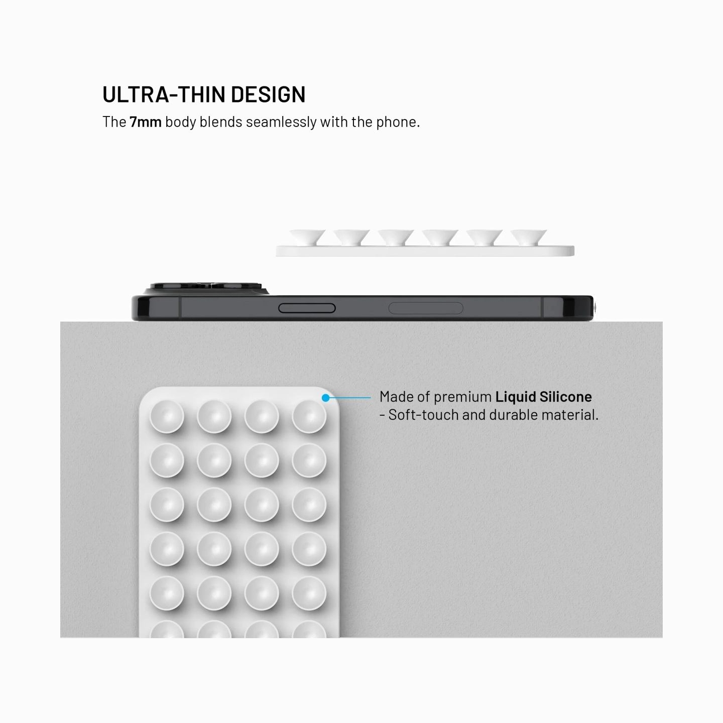 Fixed MagSafe holder with suction cups | Cup holder | Liquid silicone | White