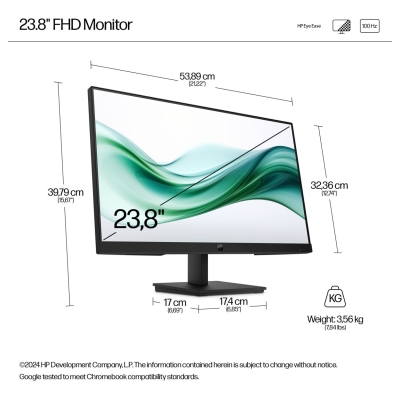 HP 324pv Series 3 Pro FHD Monitor - 24" 1920x1080 FHD 250-nit 100Hz AG, VA, HDMI/VGA, tilt, 3 years (replaces P24v) / 9U5C1AA#AB