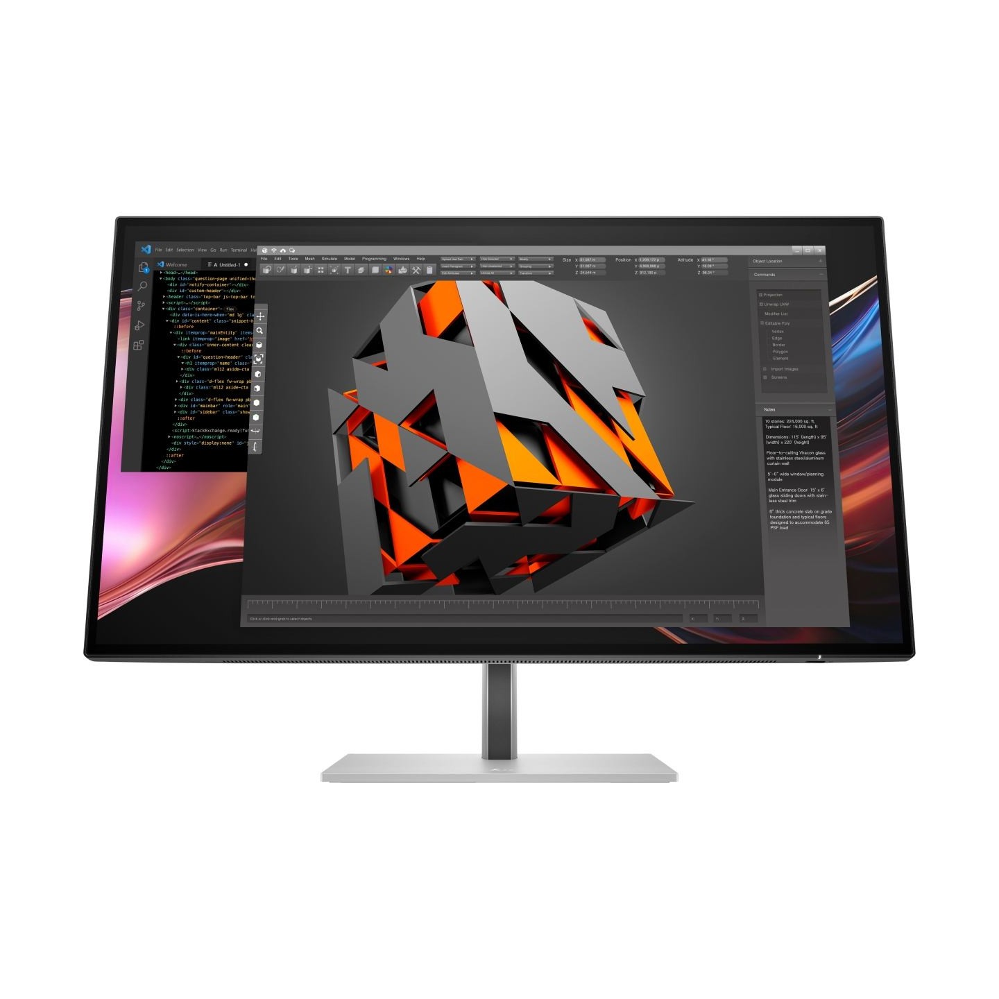 HP 727pu Series 7 Pro QHD TB4 Charging Monitor - 27" 2560x1440 QHD 400-nit 120Hz AG, IPS Black HDR 400, USB-C(100W/15W)/HDMI/Dis