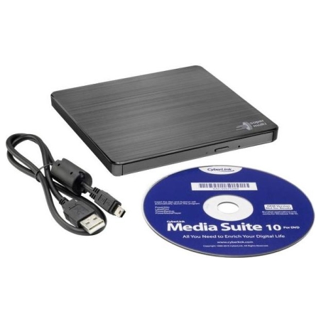 H.l Data Storage | Ultra Slim Portable DVD-Writer | GP60NB60 | Interface USB 2.0 | DVD±R/RW | CD read speed 24 x | CD write spee