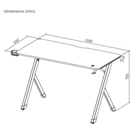 Maclean NanoRS gaming desk LED backlight 120x60cm RS10