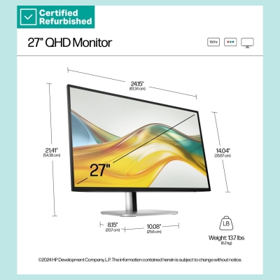 HP RENEW GOLD HP 527pq Series 5 Pro QHD Monitor - 27" 2560x1440 QHD 350-nit 100Hz AG, IPS, HDMI/DisplayPort, 4x USB-A, height ad