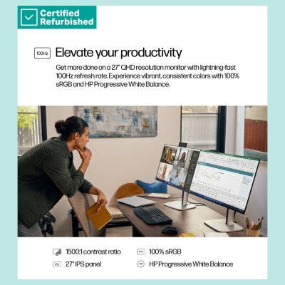 HP RENEW GOLD HP 527pq Series 5 Pro QHD Monitor - 27" 2560x1440 QHD 350-nit 100Hz AG, IPS, HDMI/DisplayPort, 4x USB-A, height ad