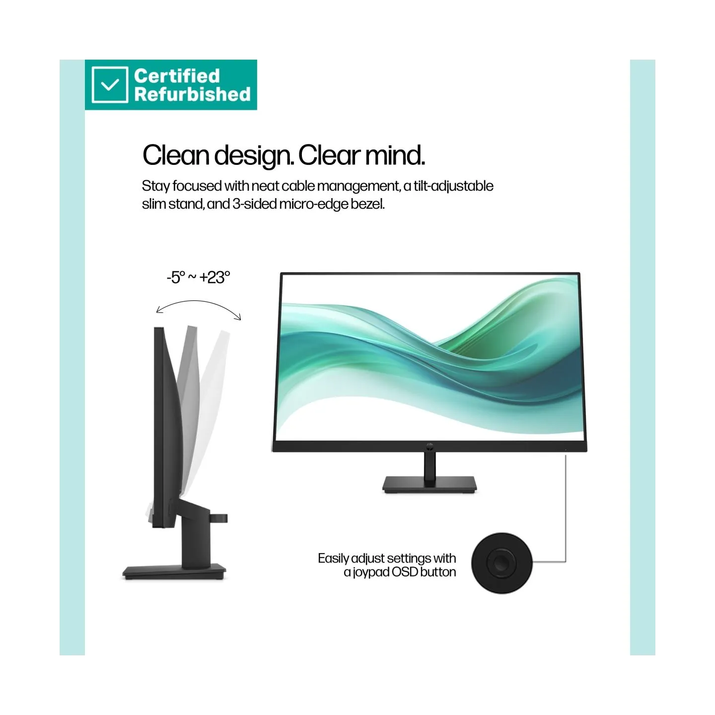 HP RENEW SILVER HP 327pf Series 3 Pro FHD Monitor - 27" 1920x1080 FHD 250-nit 100Hz AG, IPS, HDMI/VGA/DisplayPort, tilt, 1 years