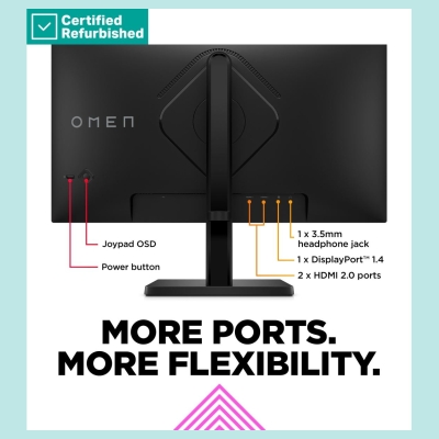 HP RENEW GOLD OMEN by HP 24 FHD Gaming Monitor - 23.8" 1920x1080 FHD 300-nit 165Hz AG, IPS, 2x HDMI/DisplayPort, height adjustab