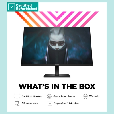 HP RENEW GOLD OMEN by HP 24 FHD Gaming Monitor - 23.8" 1920x1080 FHD 300-nit 165Hz AG, IPS, 2x HDMI/DisplayPort, height adjustab