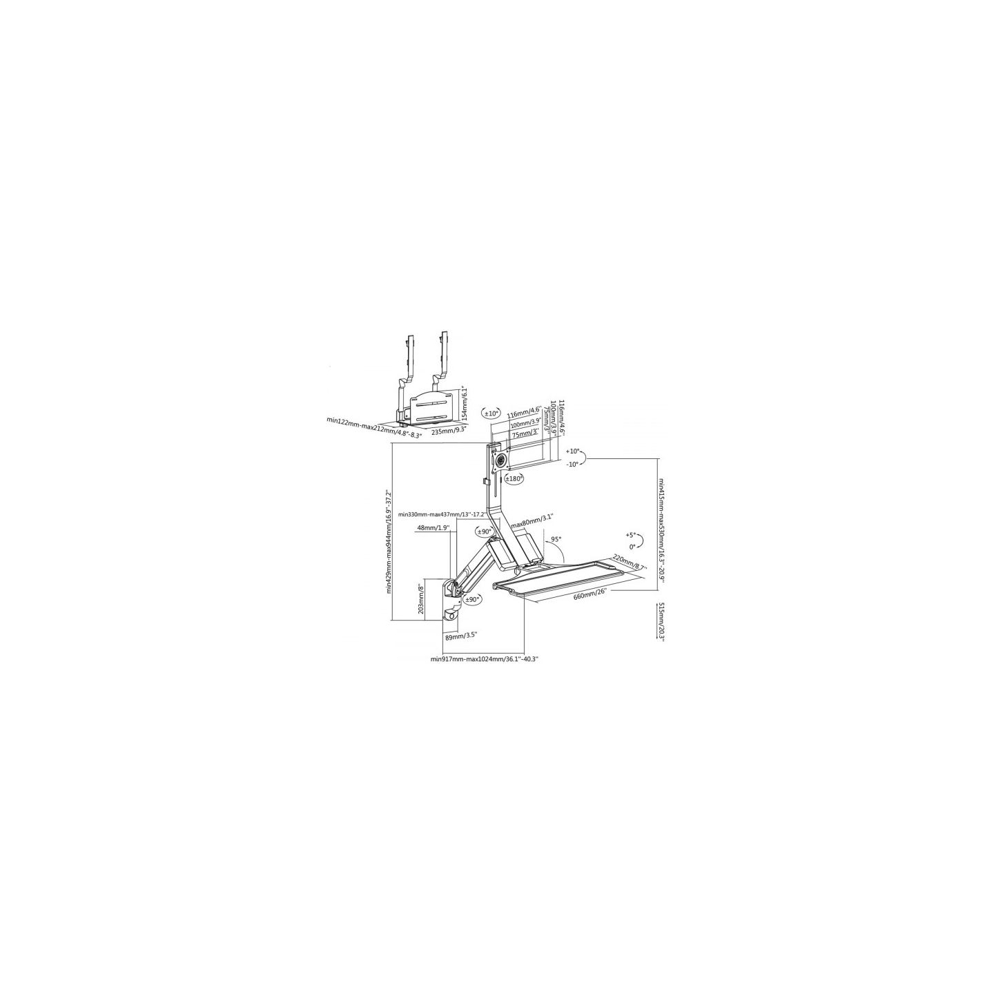 Maclean Monitor And Keyboard Wall Mount MC-838