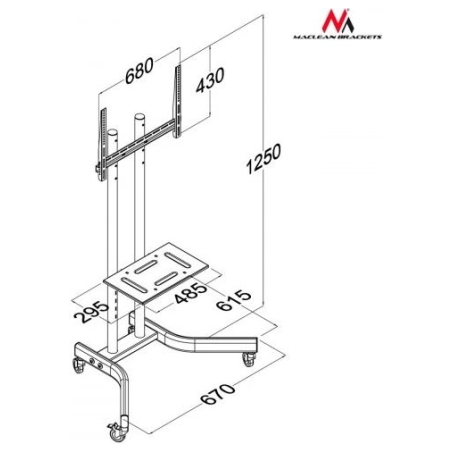 Maclean Professional TV stand trolley on wheels MC-739 max 40kg max 32-65 ''