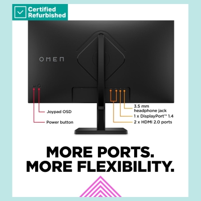 HP RENEW GOLD OMEN by HP 32q QHD Gaming Monitor - 31.5" 2560x1440 QHD 400-nit 165Hz AG, IPS HDR 400, 2x HDMI/DisplayPort, height