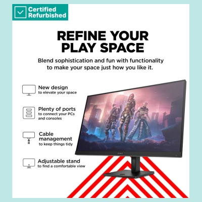 HP RENEW GOLD OMEN by HP 32q QHD Gaming Monitor - 31.5" 2560x1440 QHD 400-nit 165Hz AG, IPS HDR 400, 2x HDMI/DisplayPort, height