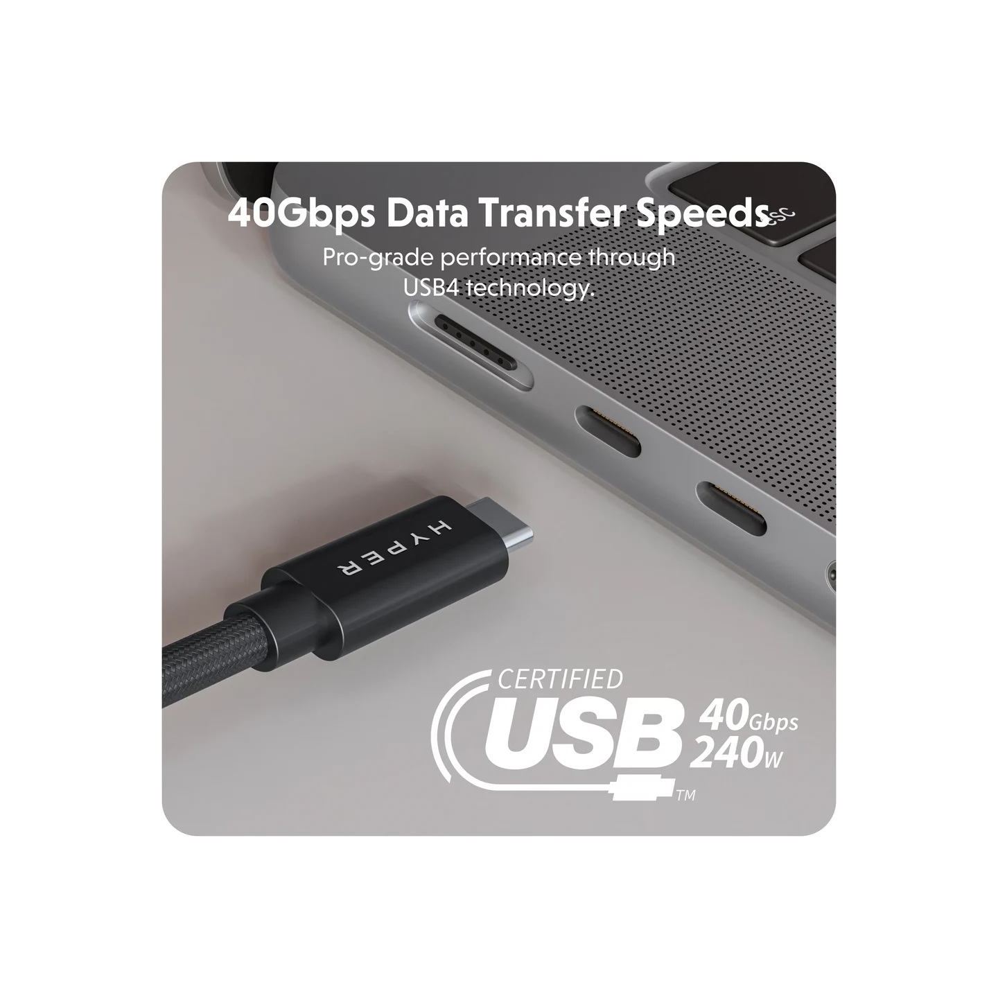 Hyper | HyperDrive Next USB4 Type-C Performance Cable, 1.2 m | HD6500BKGL