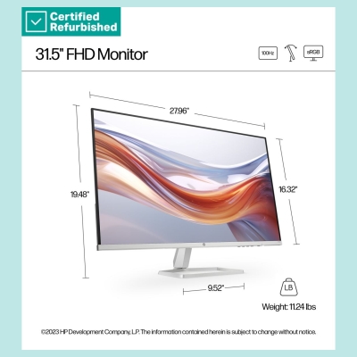 HP RENEW GOLD HP 532sf Series 5 FHD Monitor - 31.5" 1920x1080 FHD 300-nit 100Hz AG, VA, 2x HDMI/VGA, tilt, 1 years / 94F50AAR#AB