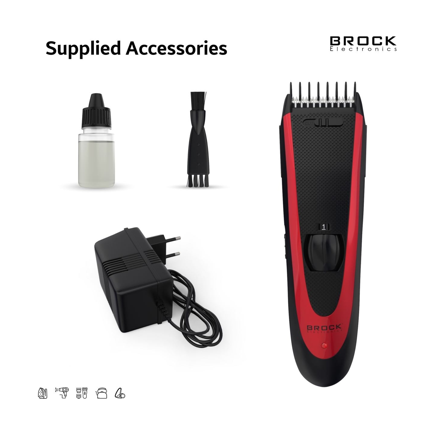Brock BHC 2001 Hair Clipper, Black/Red