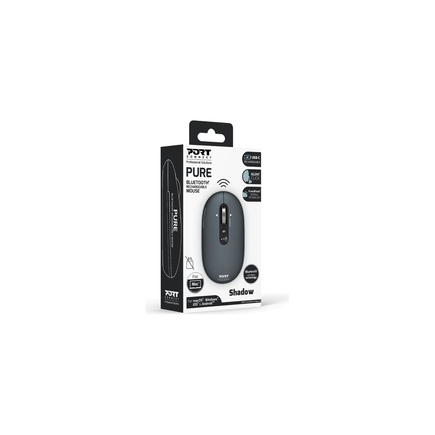 Port Connect Mouse | PURE MAC | Wireless | Bluetooth | Gray