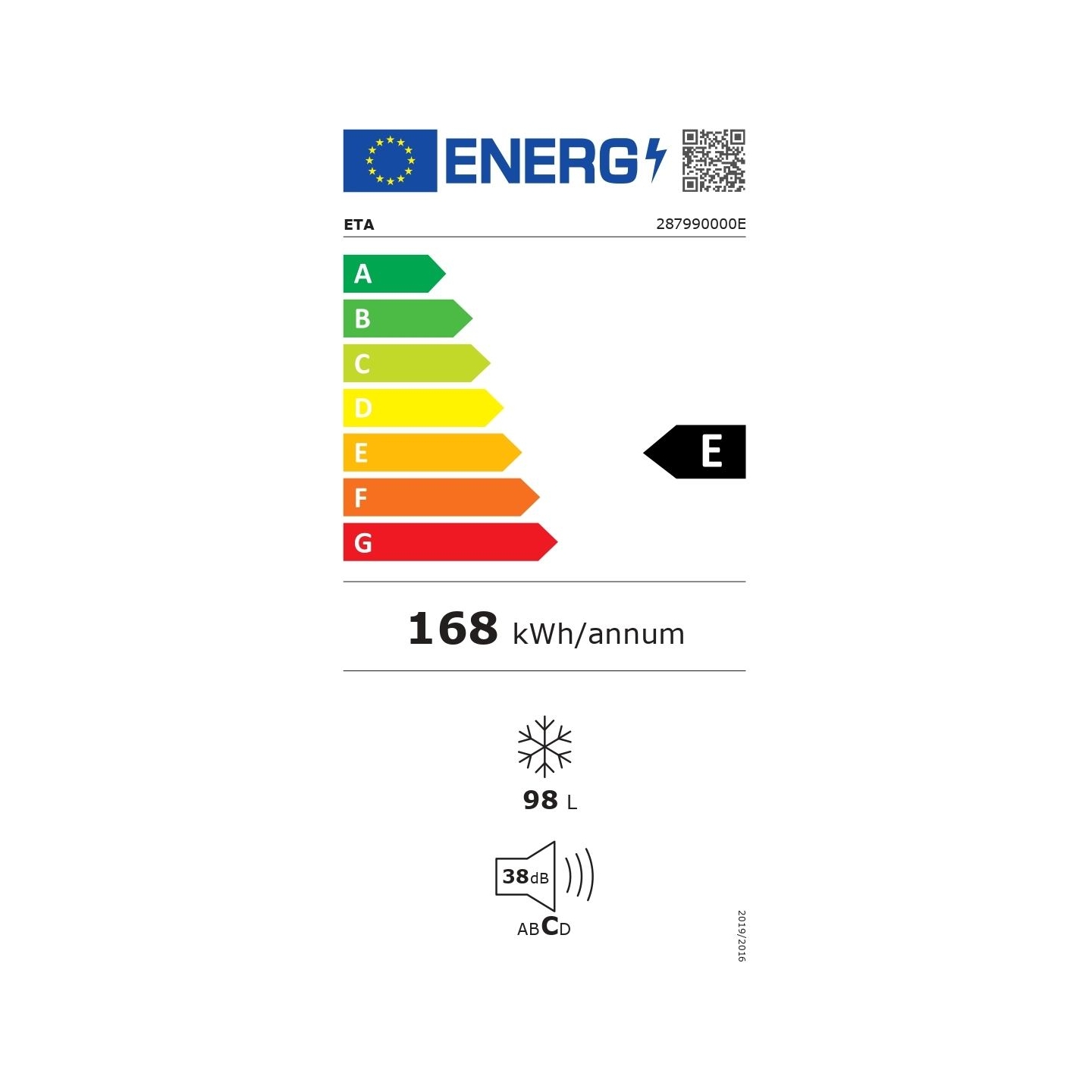 ETA Freezer | ETA287990000E | Energy efficiency class E | Chest | Free standing | Height 85.5 cm | Total net capacity 98 L | Whi