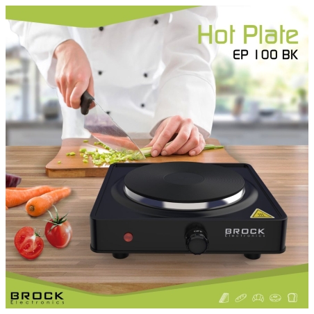 Brock EP 100 BK Single Ring Electric Hob 1500W, Black