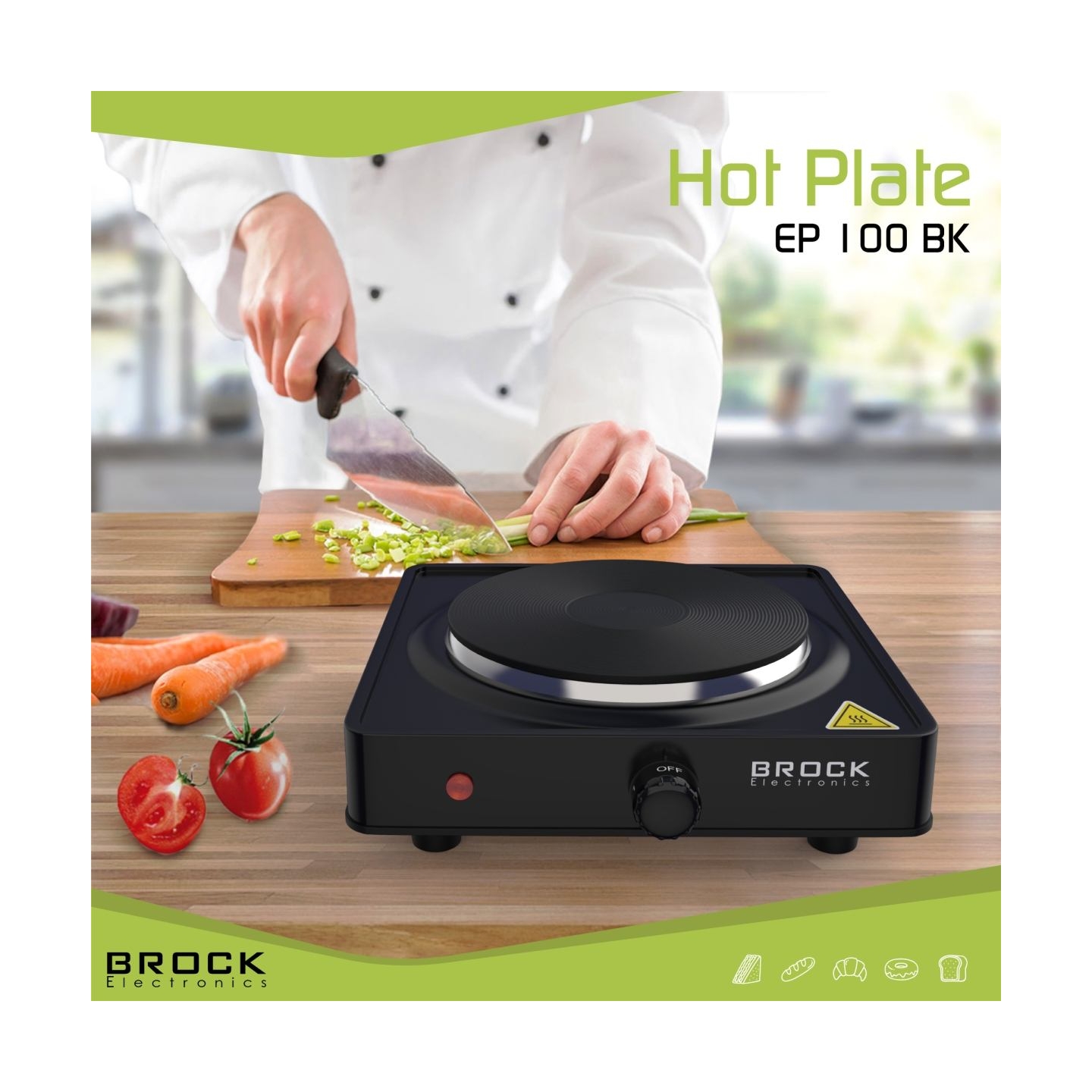 Brock EP 100 BK Single Ring Electric Hob 1500W, Black