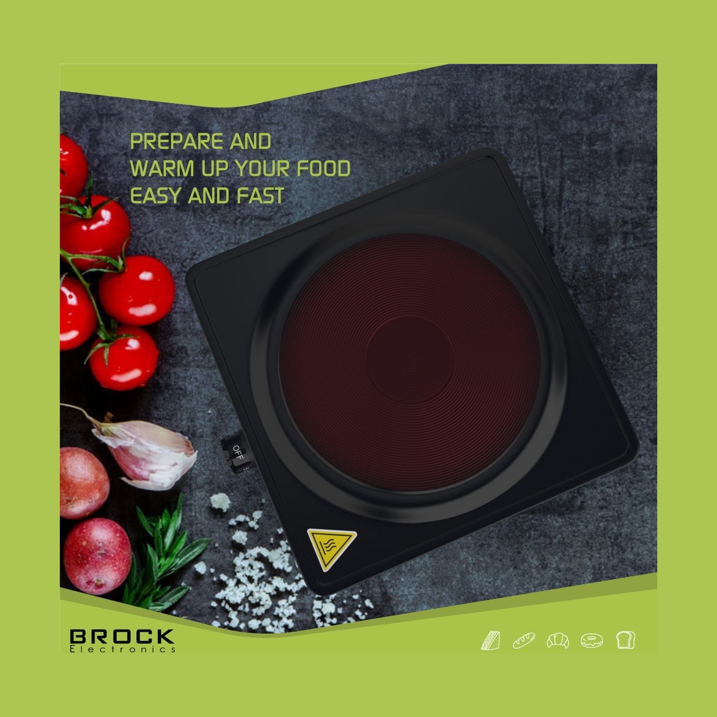 Brock EP 100 BK Single Ring Electric Hob 1500W, Black