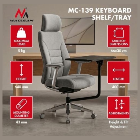 Maclean Keyboard tray for mounting on chair MC-139