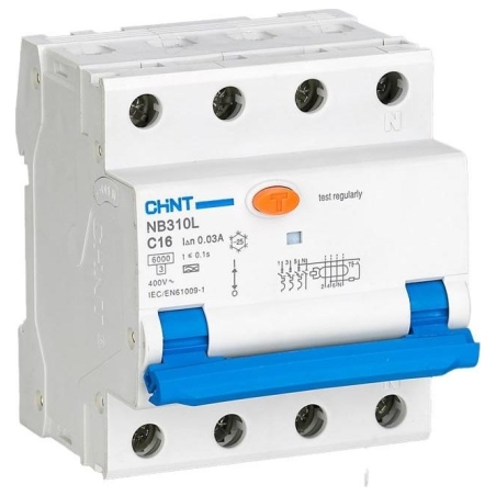 Chint | Circuit breaker RCBO, NB310L/3N, 3P+N, C20, 30mA, A, 6kA | NB310L3PN30MAA20C