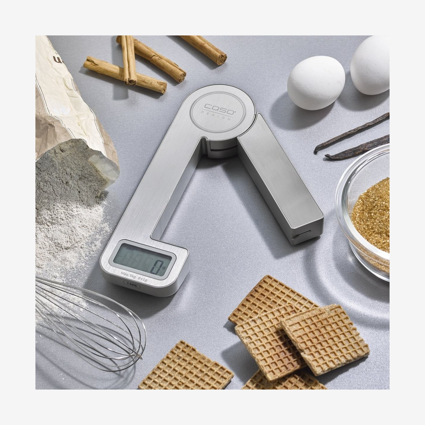 Caso | Scales | KitchenEcostyle | Maximum weight (capacity) 5 kg | Graduation 1 g | Display type LCD | Stainless steel