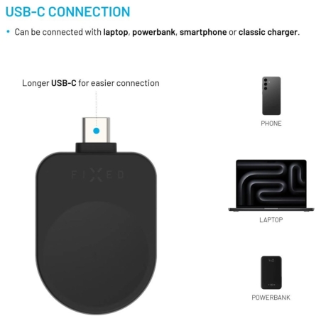 Fixed USB-C Charging Adapter for Samsung Galaxy Watch compatible with Powerstation Uni | Black