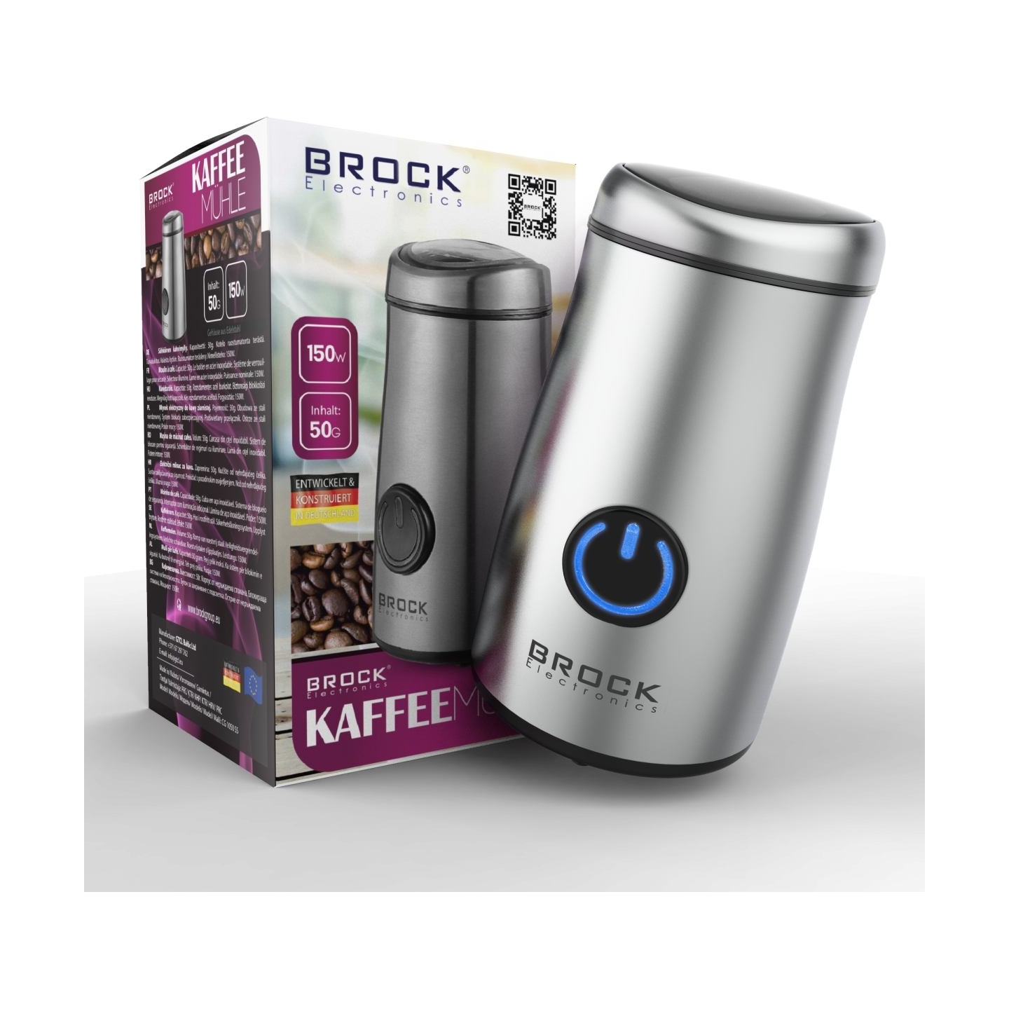 Brock CG 1050 SS Coffee Grinder 150W, Steel