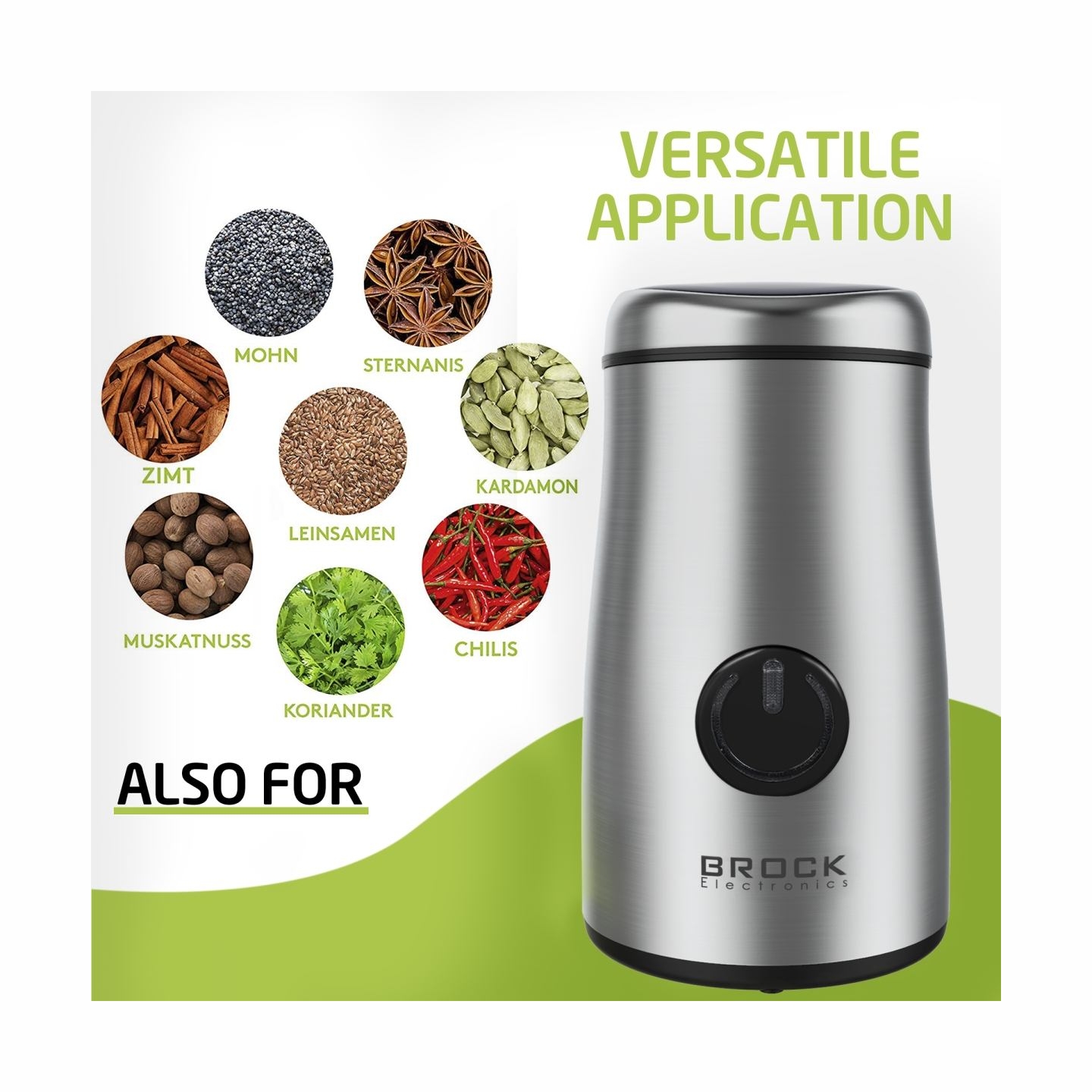 Brock CG 1050 SS Coffee Grinder 150W, Steel