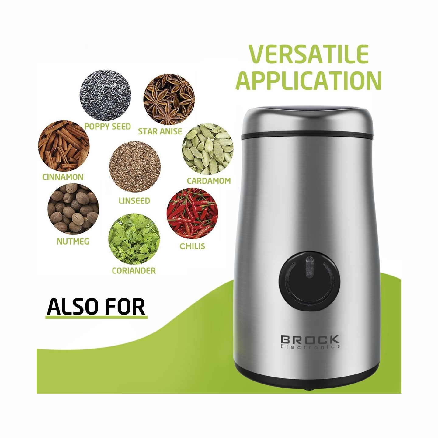 Brock CG 1050 SS Coffee Grinder 150W, Steel
